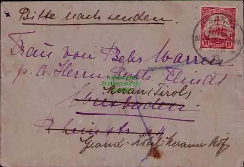 163298 DSW Deutsch Südwestafrika Brief Usakos 1913 n. Meran Tirol Wiesbaden