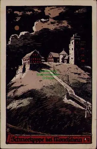 163207 AK Litho Schneekoppe Riesengebirge bei Mondschein 1925 aus Jubiläums