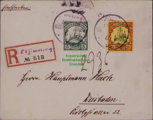 B22102 R-Brief DSW Deutsch Südwestafrika Wanderstempel Otjiwarongo R-Zettel