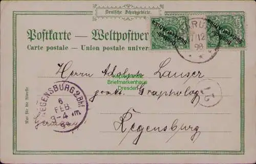B22106 AK DSW Deutsch Südwestafrika Litho Otjimbingue 1898 Zwischenstegpaar 2