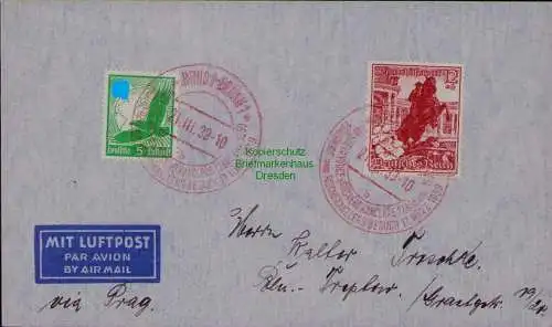B22021 Brief Böhmen und Mähren roter SST Brno Brünn 1939