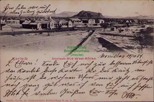 163240 AK DSW Deutsch Südwestafrika Karibib geschrieben Nonidas 1904 Feldpost