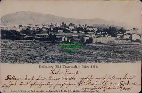 163239 AK Südafrika Heidelberg Süd Transvalversendet Krojanke 1904 Deutschland