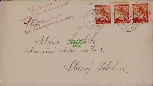 B22016 Brief Böhmen und Mähren Viktoria Stempel Elbekosteletz Kostelec nad Labem