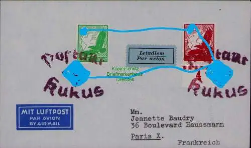 B22015 Brief Kuks Kukus Kr. Trutnov 1938 Propaganda Stempel n. Paris Frankreich