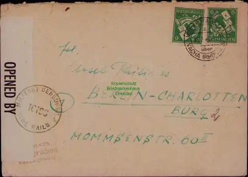 B22061 Brief SBZ Thüringen Völkershausen ü Vacha Zensur BAZ Military Censorship