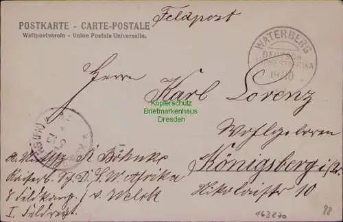 163270 AK DSW Deutsch Südwestafrika Feldpost 1906 Waterberg Rhede Swakopmund