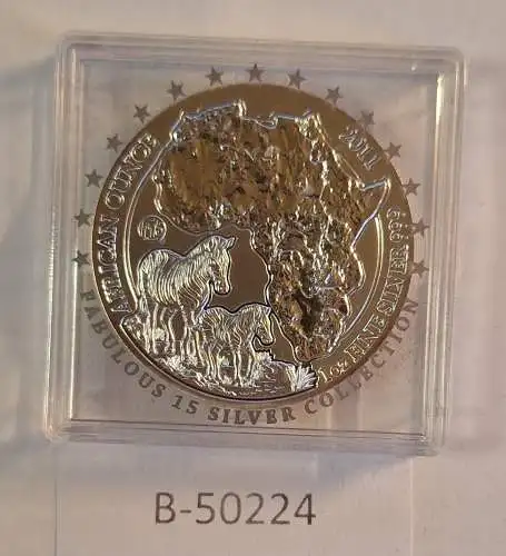 B50224 Münze Fabulous 15 2011 Afrika Zebra Silber silver AG 1oz 9999 Rwanda Kaps