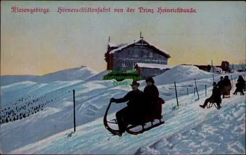 163417 AK Riesengebirge 1916 Hörnerschlittenfahrt von der Prinz Heinrichbaude