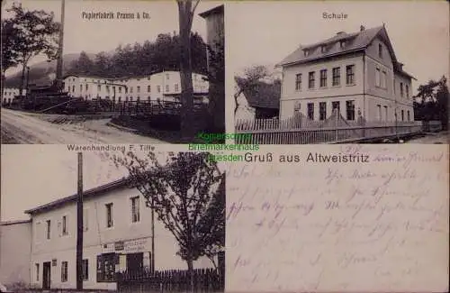 163327 AK Stara Bystrzyca Alt Weistritz Altweistritz 1919 Schule Papierfabrik
