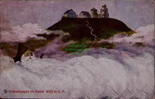 163420 AK Schneekoppe Im Nebel 1605 m ü. M. 1922