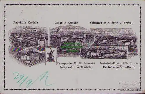 163377 AK Fabrik in Krefeld Lager STRUMPF FABRIK STAMMHAUS Hilfarth u. Breyell