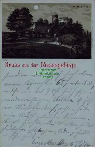 163362 AK Riesengebirge Litho Ruine Kynast 1898 Verlag Louis Glaser Leipzig 5517
