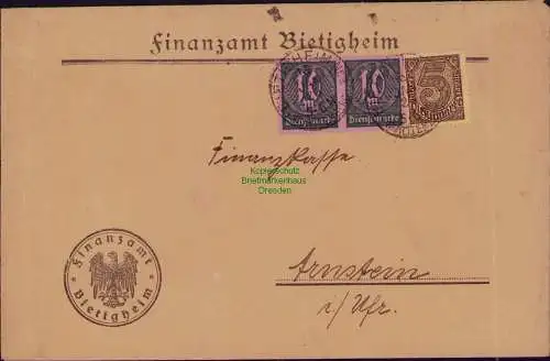 B22193 Brief Deutsches Reich Dienst 1922 Finanzamt Bietigheim