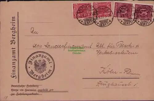 B22197 Brief Deutsches Reich Dienst 1922 Finanzamt Bergheim