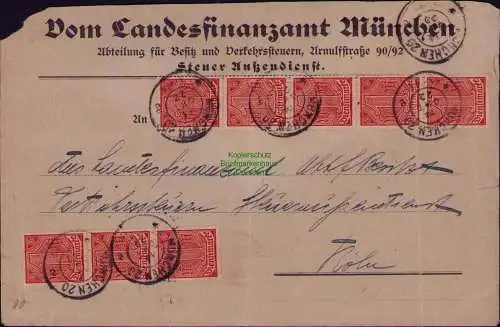 B22198 Brief Deutsches Reich Dienst 1922 Vom Landesfinanzamt MünchenAbteilung f