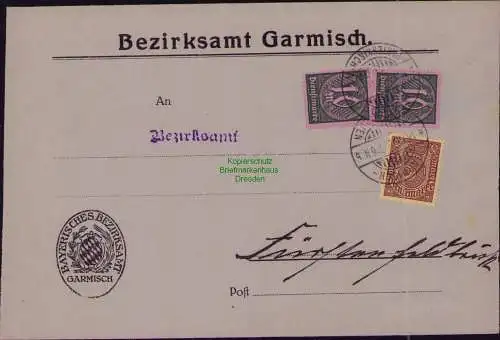 B22211 Brief Deutsches Reich Dienst 1922 Bezirksamt Garmisch