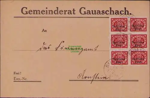 B22216 Brief Deutsches Reich Dienst 1922 Gemeinderat Gauaschach
