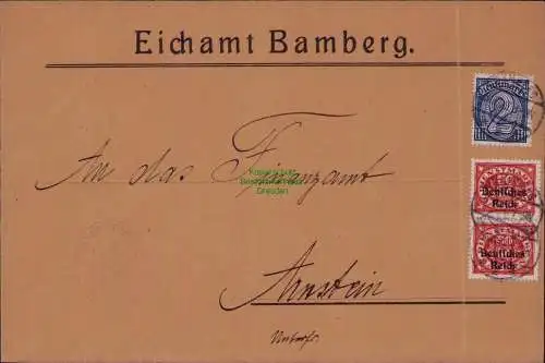 B22227 Brief Deutsches Reich Dienst 1922 Eichamt Bamberg