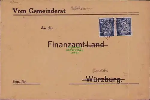 B22230 Brief Deutsches Reich Dienst 1922 Vom Gemeinderat Erbshausen
