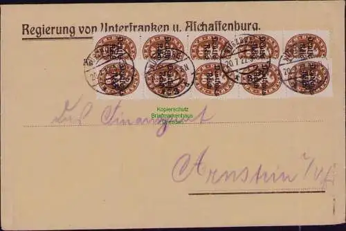 B22237 Brief Deutsches Reich Dienst 1922 Regierung von Unterfranken u. Aschaffen