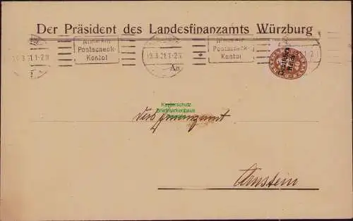 B22238 Brief Deutsches Reich Dienst 1921 Der Präsident des Landesfinanzamts Würz