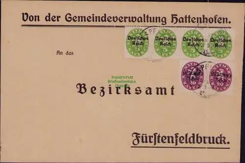 B22240 Brief Deutsches Reich Dienst 1922 Gemeindeverwaltung Hattenhofen