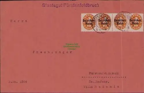 B22243 Brief Deutsches Reich Dienst 1922 Staatsgut Fürstenfeldbruck