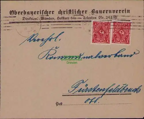 B22252 Brief Deutsches Reich Dienst 1922 Oberbayerischer christlicher Bauernvere