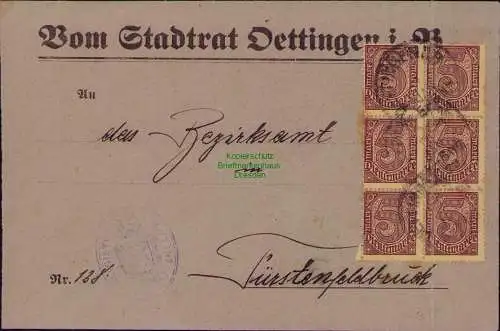 B22254 Brief Deutsches Reich Dienst 1922 Vom Stadtrat Dettingen