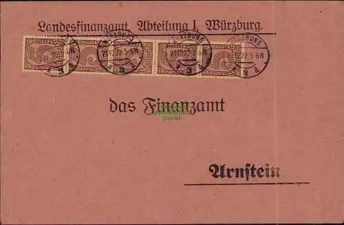 B22263 Brief Deutsches Reich Dienst 5x D 33 1922 Landesfinanzamt, Abteilung I, W