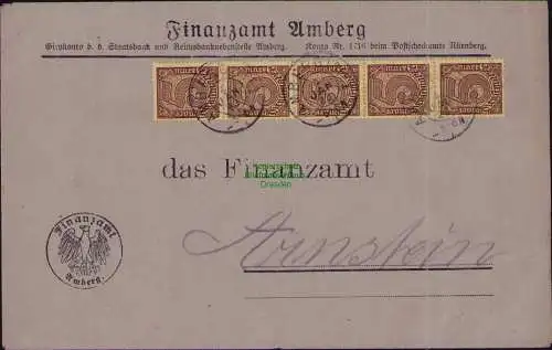 B22264 Brief Deutsches Reich Dienst 5x D 33 1923 Finanzamt Amberg