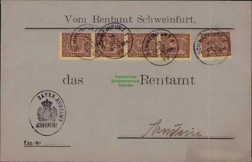 B22265 Brief Deutsches Reich Dienst 5x D 33 1922 Rentamt Schweinfurt