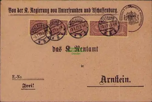 B22270 Brief Deutsches Reich Dienst 5x D 33 1922 Von der K. Regierung von Unterf