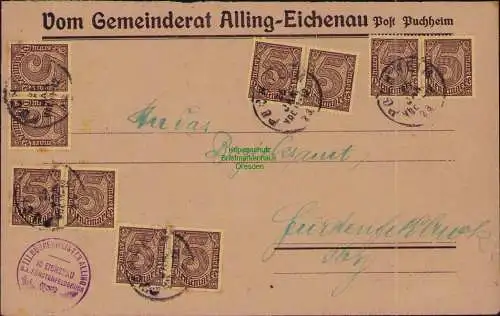 B22272 Brief Deutsches Reich Dienst 14x D 33 1923 Vom Gemeinderat Alling-Eichena
