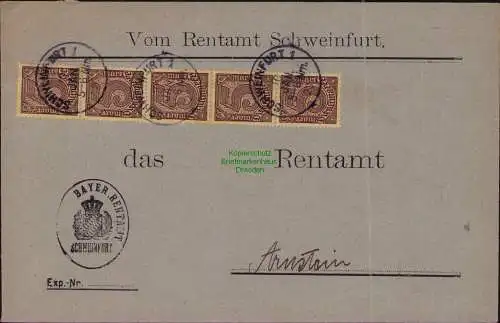 B22274 Brief Deutsches Reich Dienst 1922 5x D 33 1923 Vom Rentamt Schweinfurt