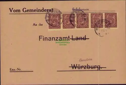 B22278 Brief Deutsches Reich Dienst 5x D 33 1922 Vom Gemeinderat Erbshausen