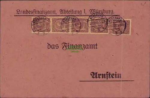 B22279 Brief Deutsches Reich Dienst 5x D 33 1922 Landesfinanzamt, Abteilung 1, W