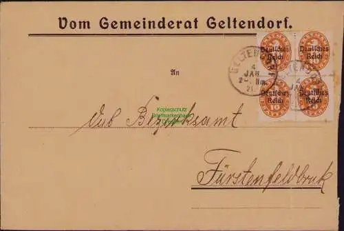 B22283 Brief Deutsches Reich Dienst 1921 4x D 35 Gemeinderat Geltendorf  Fran