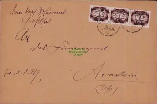 B22286 Brief Deutsches Reich Dienst 1922 3x D 46 Pfarramt Greßthal nach Arnstein