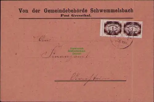 B22287 Brief Deutsches Reich Dienst 1922 2x D 46 Gemeindebehörde Schwemmelsbach
