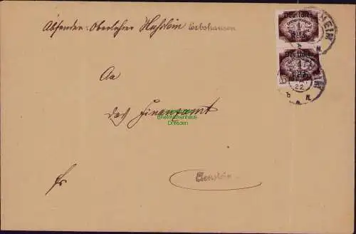 B22293 Brief Deutsches Reich Dienst 1922 2x D 46 vom Oberlehrer aus Erbshausen n