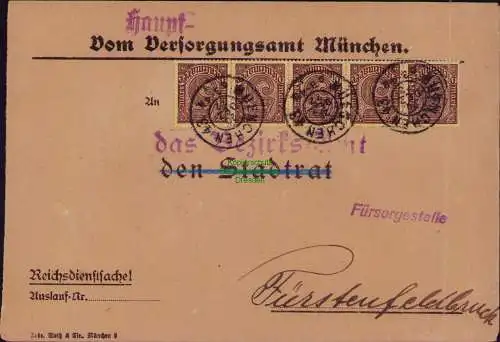 B22297 Brief Deutsches Reich Dienst 1922 5x D 33 Haupt Versorgungsamt München Re