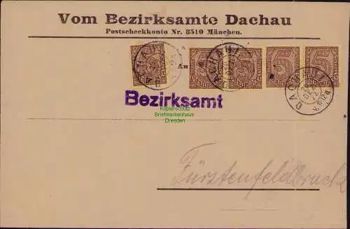 B22300 Brief Deutsches Reich Dienst 1922 5x D 33 Vom Bezirksamte Dachau nach Für