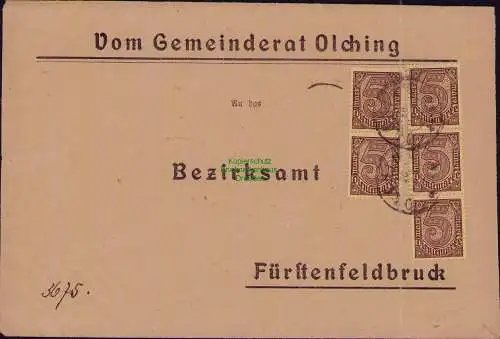 B22301 Brief Deutsches Reich Dienst 1922 5x D 33 Vom Gemeinderat Olching nach Fü
