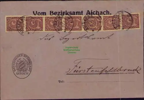 B22302 Brief Deutsches Reich Dienst 1922 7x D 33 Bezirksamt Aichach nach Fürsten
