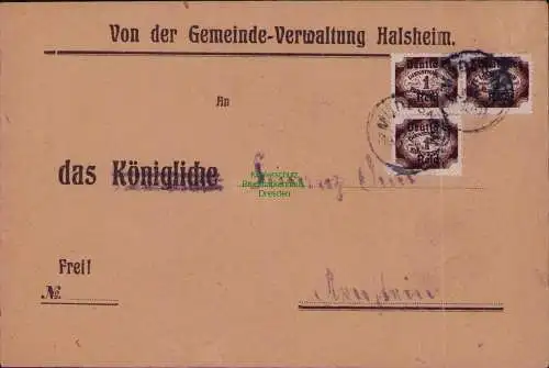 B22306 Brief Deutsches Reich Dienst 1922 3x D 46 Von der Gemeinde-Verwaltung Hal