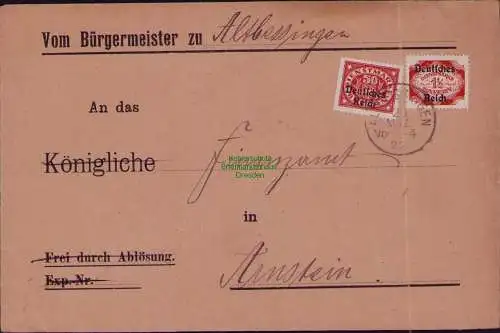 B22310 Brief Deutsches Reich Dienst 1922 D 40 48 Vom Bürgermeister zu Allbessing