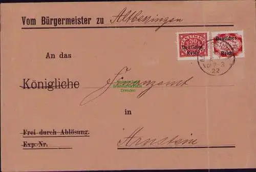 B22312 Brief Deutsches Reich Dienst 1922 D 40 48 Vom Bürgermeister zu Allbessing