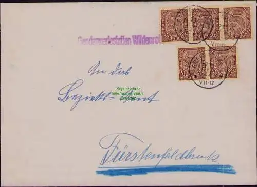 B22313 Brief Deutsches Reich Dienst 1922 5x D 33 Gendarmeriestation Wildenroth G